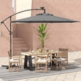 thumbnail image 2 of Costway 10FT Patio Offset Umbrella Sun Shade Solar Powered LED 360° Rotation Gray, 2 of 7