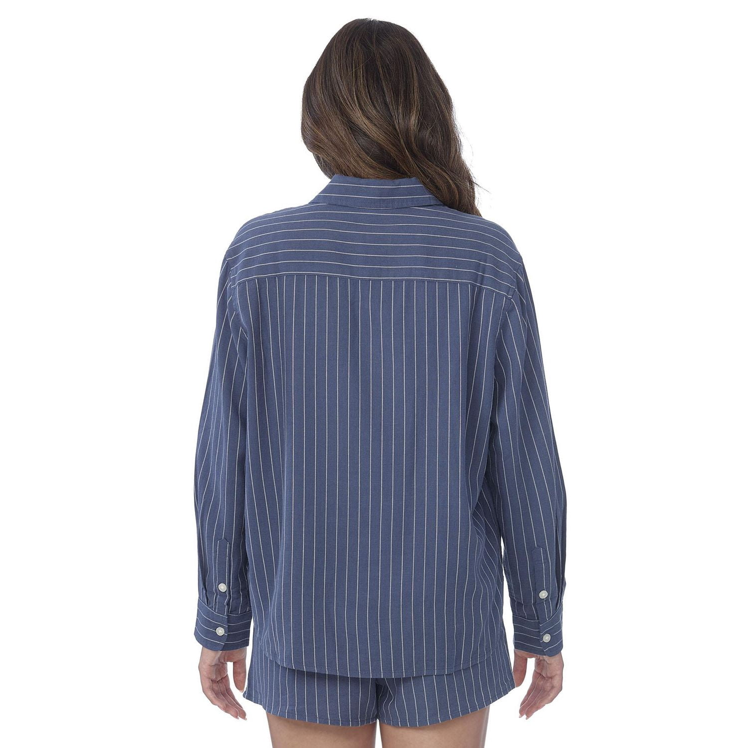 Secret Sleep Flannelette Oversize Pinstripe Shirt