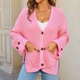 thumbnail image 1 of Pisexur Cardigan for Women Light Weight Cardigans Sun Protection CardiganWomen Striped Patchwork Casual Solid Color Pocket Cardigan Button Sweater Sweater Top Pink,S, 1 of 9