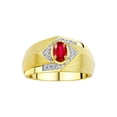 thumbnail image 1 of RYLOS Mens Rings Yellow Gold Plated Silver Ring 6X4MM Oval Shape Gemstone & Diamond Ring Ruby July Birthstone Rings For Man Silver Rings, Size 12, 1 of 7