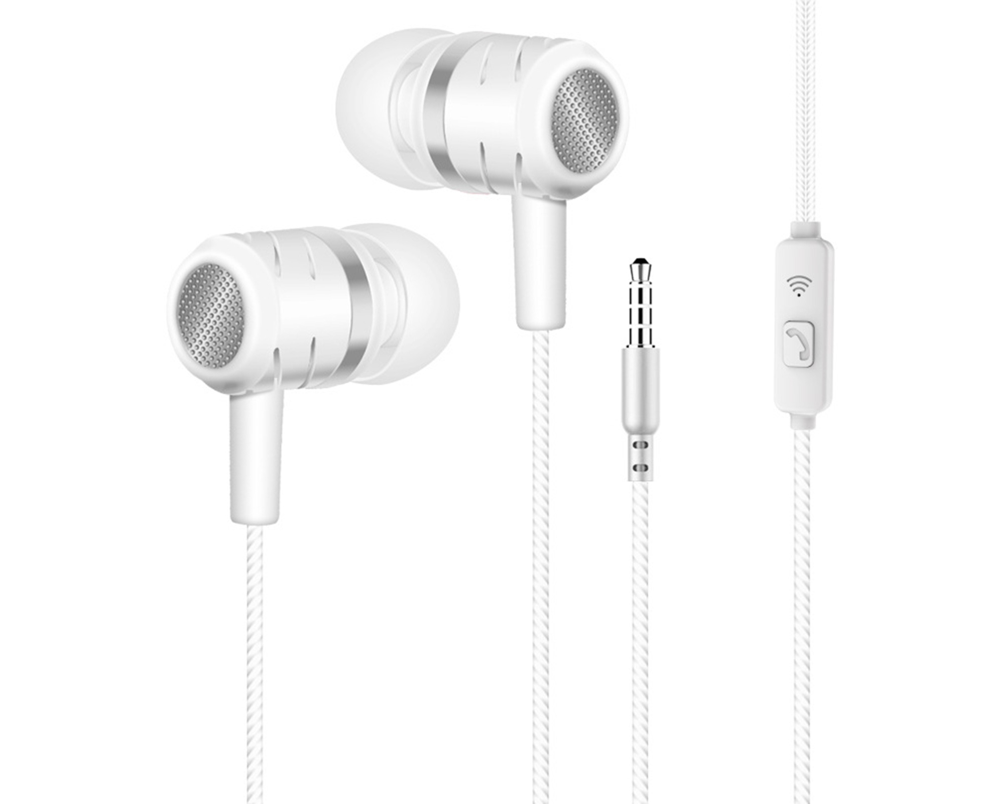 3.5mm Universal Dual Speaker Subwoofer Wired In-ear Earphone Earbuds for Android-White