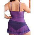 thumbnail image 2 of Kmbangi Femmes Plus Size Dormeuses Sans Manches Dos Nu V Dentelle Florale Robe de Nuit d'Été avec String, 2 of 9