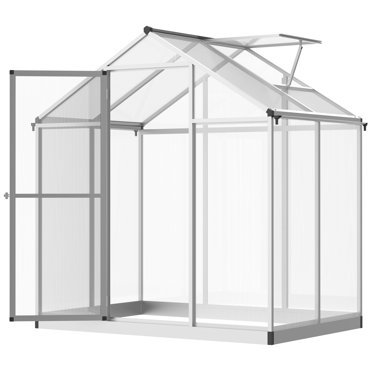 Outsunny 4'x6.2'x6.4 'walk-in jardin serre en polycarbonate panneaux plantes fleur croissance hangar cadre froid extérieur portable maison chaude cadre en aluminium