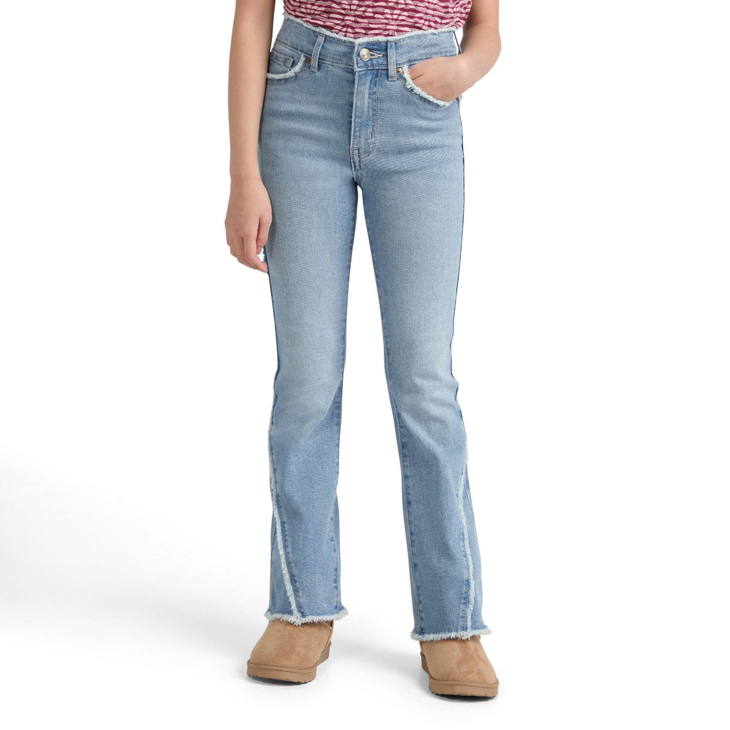Levi Strauss Signature Jean Évasé à Bords Effilochés pour Fille, tailles 5 18