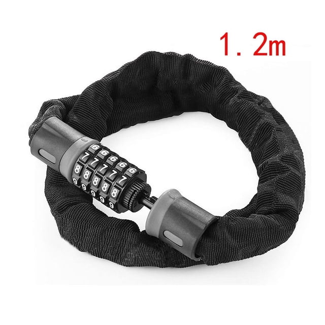 TFixol Durable Outdoor Bike Chain Lock with Password Protection for Mountain Bikes and Electric Motorcycles, Lightweight and Compact Design, 1.2m Length, Black/Grey