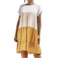 thumbnail image 1 of Bigersell Robe Midi d'Été Liquidation Femme Col Rond Manches Courtes Longueur Genou Robe Soleil Style Robe D-5 Robes Chemise Dames Robes d'Été Régulières, Jaune TTG, 1 of 6