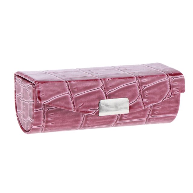 Tachiuwa Leather Lipstick Case Holder Storage Box with Mirror for Purse Brown