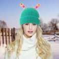thumbnail image 1 of Knit Frog Beanie with Light Up Eyes & Antennas, Retractable LED Flashing Winter Hat for Streetwear, Funny Novelty Accessory, 1 of 5