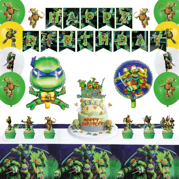 Décorations de Fête avec Dessins Animés, 43 Pcs Fournitures de Fête avec Dessins Animés - Ballons de Fête avec Dessins Animés Nappe Dessins Animés Bannières Joyeux Anniversaire et Autres Décorations de Fête d'Anniversaire avec Dessins Animés