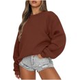 thumbnail image 1 of EGNMCR Chandail pour Femmes d'Hiver Coupe Ample Décontracté à Manches Longues Mode Col Ras du Cou Chandails Surdimensionnés Chandail à Enfiler pour Femmes, 1 of 6