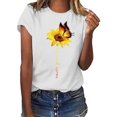 thumbnail image 5 of Blouse Été Manches Courtes T-shirt Femmes Tournesol Imprimé Rond Femmes Tournesol Blouse Femmes Col Haut, Blanc, L, 5 of 5