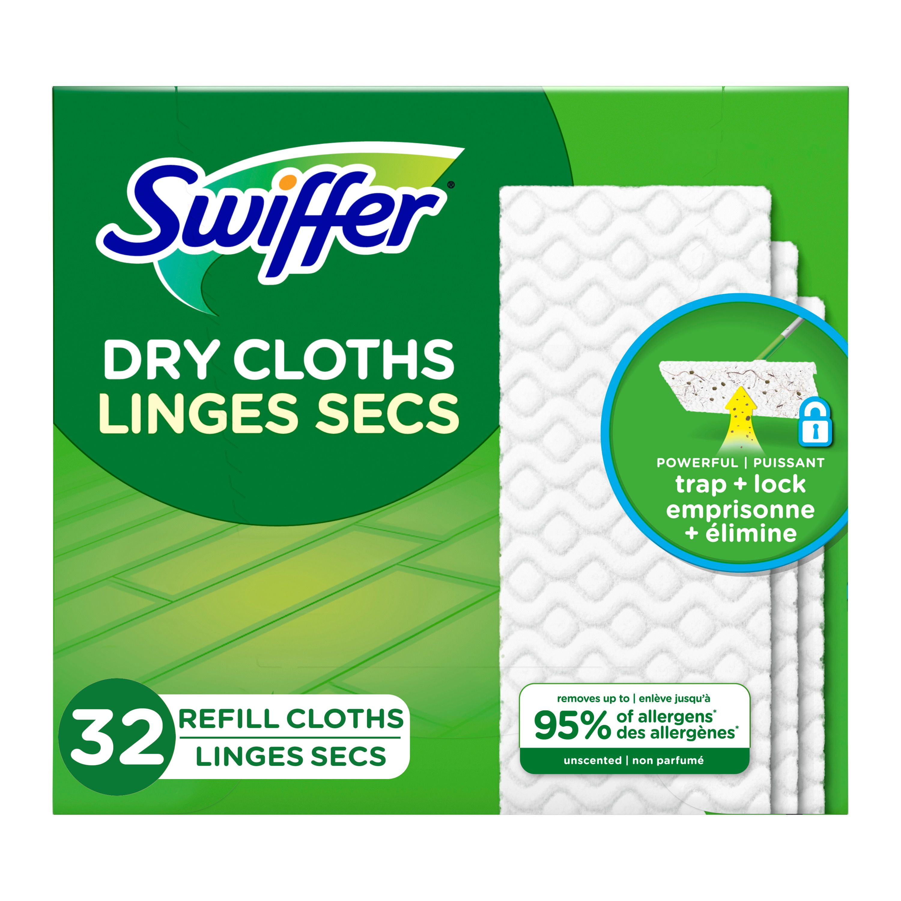 Swiffer Sweep + Mop, Dry Pads Refill, Floor Cleaner, Cleaning Cloths, Unscented, 32 Count