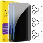 3+3 Pack for iPhone 17 Pro Max Privacy Screen Protector with Camera Lens Protector Full Coverage Anti-Spy Tempered Glass Film 9H Hardness Easy Installation Bubble Free [6.9 inch]