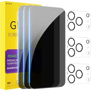 3+3 Boîte pour iPhone 17 Pro Max Protection de l'écran de protection de la vie privée avec caméra protège-objectif Couverture complète Anti-Spy Tempered Glass Film 9H Durabilité Facile Installation sans bulle [6.9 de pouce]