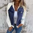 thumbnail image 2 of Veste Patchwork en Denim pour Femmes 2024 Automne Hiver, Mode Décontractée, Épaules, Manches, Manteau d'Extérieur Usé, 2 of 8
