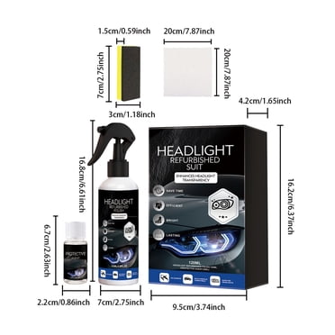 Drppepioner Headlight Restoration Kit 120Ml Headlight Polish Cleaner with Protective Coating Repairs Cloudy Yellowed Oxidized Headlights and Restores Clarity