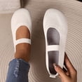 thumbnail image 2 of WRKEKC Womens Shoes Solid Color Round Toe Knit Fabric Breathable Low Cut Slip On Soft Sole Flat Outdoor Work Shoes, 2 of 8