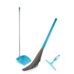 Oversease Set de balais, Wi-Fi de cuisine - 3 Ench. 1 Panches à poussières Combo debout, en acier inoxydable, manches longues - N Stand Up Head (tête debout) - Multicolore, 3pcs Ensemble Combo Pack