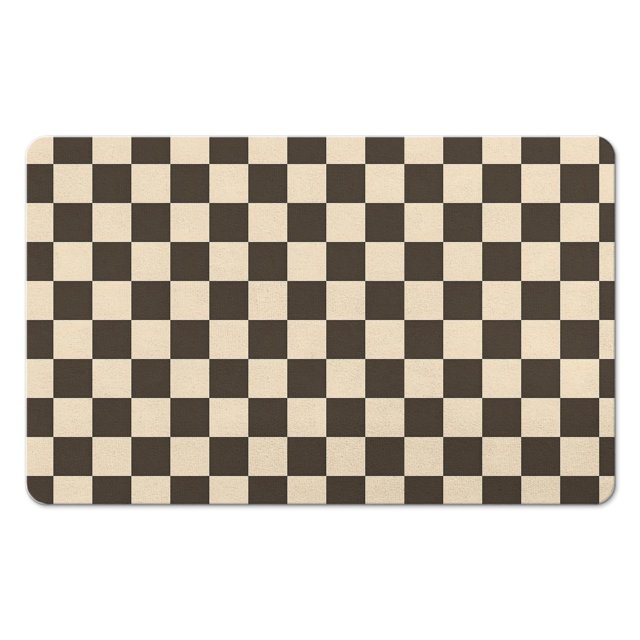 Premium Soft Microfiber Bath Mat: Checkered, Absorbent, Non-Slip Long Bathroom Runner Rug. Easy Clean Floor Mats for Bathtub Showers, 20x32in