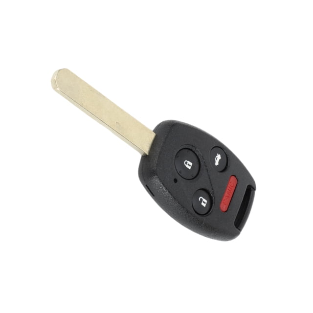 Unique Bargains 4 Buttons Keyless Entry Remote Fob Key Shell Case for Honda Civic 2006-2013. Black plastic key fob shell with four buttons, including lock, unlock, trunk release, and a red panic button. Designed for replacing the outer shell of key fobs with FCC ID MLBHLIK-1T or N5F-S0084A. Does not include internal electronics or transponder chips. Compatible with Honda Civic models from 2006 to 2013.