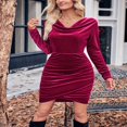thumbnail image 4 of Robe de Soirée en Velours à Manches Longues Automne Hiver pour Femmes, 4 of 7