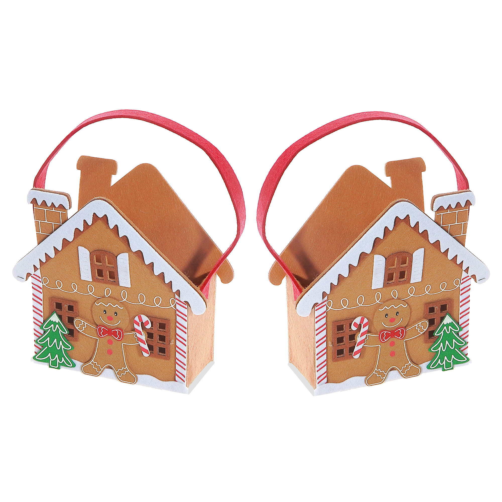 Felt Gingerbread House Basket (5.8") - Set of 2