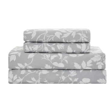 Gogreen 4PC Deep Pocket Twin Sheet Set Fit 14", 100% Cotton Breathable Super Soft Twin Size Sheet Set, Luxury Hotel Style Home Decor Twin Bed Sheet Set, Gift for Women, Men - Green Leaves