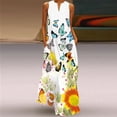 thumbnail image 3 of Leutsin Robe Longue Décontractée pour Femme avec Imprimé Rayé et Floral, Robe Maxi Sans Manches, 3 of 8