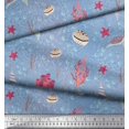 thumbnail image 3 of Soimoi Viscose Chiffon Fabric Coral,Shell & Sea Turtle Ocean Printed Fabric 1 Yard 42 Inch Wide, 3 of 3