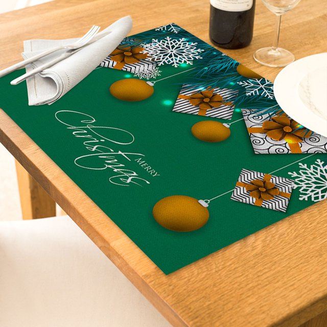Oleegame 1PC Placemat Christmas Table Placemats Christmas Rustic Vintage Washable Table Mats
