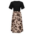 thumbnail image 4 of Ovzne Robes d'Été pour Femmes 2025 Robe de Plage Mode pour Dames Femmes Robe à Manches Courtes à Col Rond Robes Imprimées Poche Grande Taille Robe Maxi à Manches Courtes Imprimée Liquidation, 4 of 5