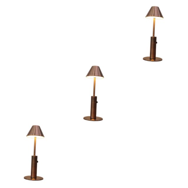 Baohd Dimmable Bedside Table Lamp Elegant Bar Decor Battery Powered Umbrella Bronze 3Set