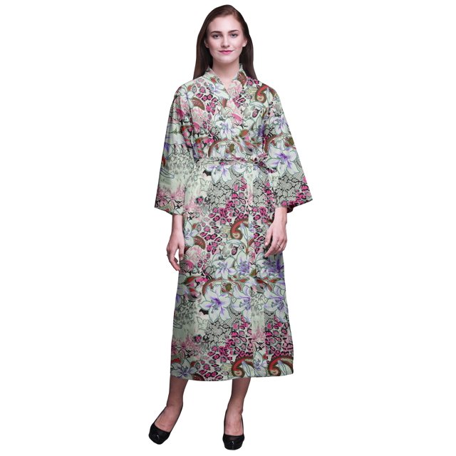 Bimba Robe en Coton Rose à Motif Floral Léopard, Cachemire et Lys pour Femmes, Légère, Imprimée, Croisée, Chemise de Demoiselle d'Honneur pour la Préparation, TG