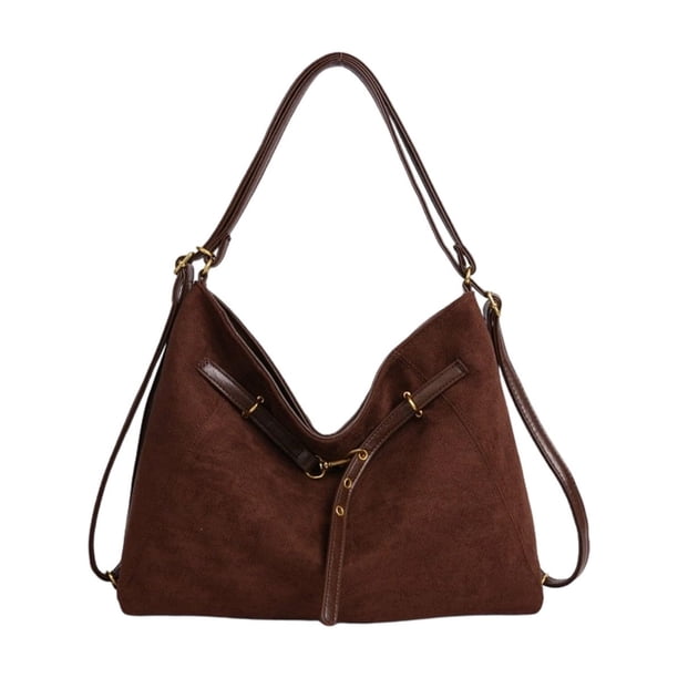 Convertible Shoulder Hobo Backpack Vegan Suede Travel Bag Convertible Suede Leather Hobo Backpack: Handmade Italian  main image 4
