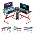 thumbnail image 2 of Bestier L Shaped Gaming Desk Computer Desk with Monitor Stand Red, 2 of 6