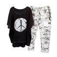 thumbnail image 2 of Jsaierl Ensembles en Lin pour Femmes 2 Pcs Dames Imprimé Col Ras du Cou Manches Mi-Longues Chandail à Enfiler Chemise Hauts et Pantalons Ensemble de Pantalons, 2 of 6