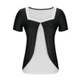thumbnail image 4 of Timegard Hauts d'Été pour Femmes Grande Taille Col Carré en V Croisé Manches Courtes Décontracté Confortable Blouse, 4 of 6