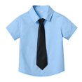thumbnail image 1 of vdgthytj Toddler Baby Boys Girls Button down Shirts Kids Collared Neckties Short Sleeve Solid Color Summer Tops Tee, 1 of 2