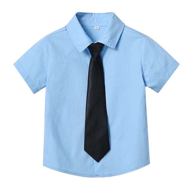 vdgthytj Toddler Baby Boys Girls Button down Shirts Kids Collared Neckties Short Sleeve Solid Color Summer Tops Tee
