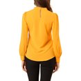 thumbnail image 3 of INSPIRE CHIC Women's Stand Collar Pleated Button Keyhole Button Blouse, 3 of 6