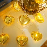 TOUMENY Heart LED String Lights, Romantic Valentine's Wedding Party Decor, Flexible Copper Wire for Indoor Outdoor Holiday Lighting