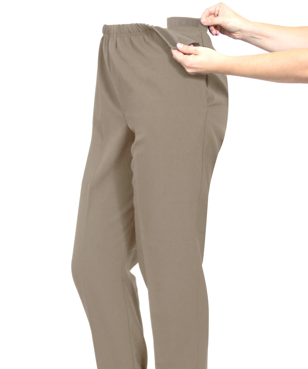 Silvert's Women's Adaptive Side Opening Gab Pants, Taupe, L
