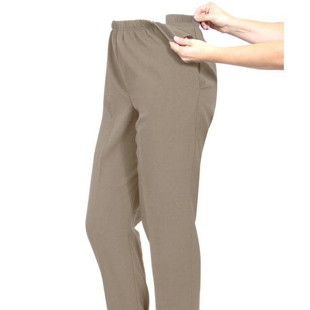 Silverts Women Open Side Gab Pant, 2XL Plus Size, Taupe