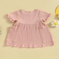 thumbnail image 4 of Girl Short Sleeve  Neck Solid Pockets Princess A-Lined Dress, 4 of 8