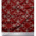 thumbnail image 1 of Soimoi Red Rayon Fabric Floral Wreath Geometric Printed Fabric 1 Yard 58 Inch Wide, 1 of 5
