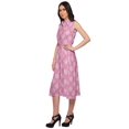 thumbnail image 3 of Moomaya Adjustable Fabric Belt Printed Lapel Collar Button Down Casual Dress, 3 of 4