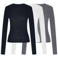 thumbnail image 4 of Birdeem T-Shirts à Manches Longues pour Femmes Mode Décontractée Col Rond Couleur Unie T-Shirt à Manches Longues Chandail Tops Manches 3/4 T-Shirts pour Femmes, 4 of 4