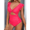 thumbnail image 5 of Charmo Ruffled One Piece Swimsuit for Women High Cut Bathing Suits Backless Monokini Swimwear, 5 of 5