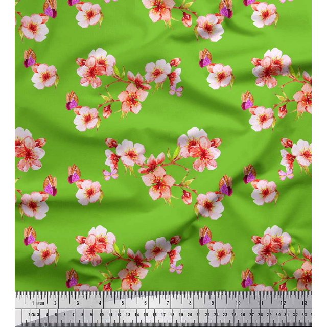Soimoi Tissu en Velours Imprimé Floral par Yard 58 Pouces de Large