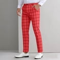 thumbnail image 2 of Lovzfmll Pantalon Habillé à Carreaux pour Homme pour Tenue de Bureau Décontractée, Coupe Confortable, Jambe Fuselée, Pantalon de Bureau Moderne Rouge, 3TG, 2 of 6